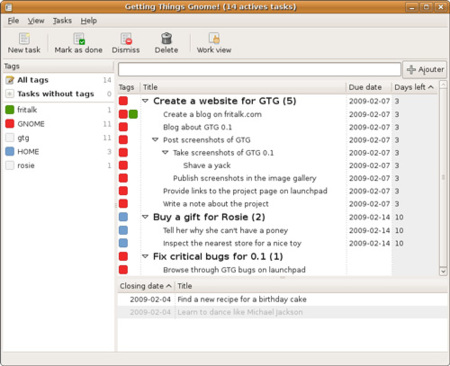 Getting Things GNOME, organiza tus tareas en Linux