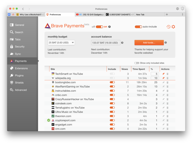 Brave Payments Youtube