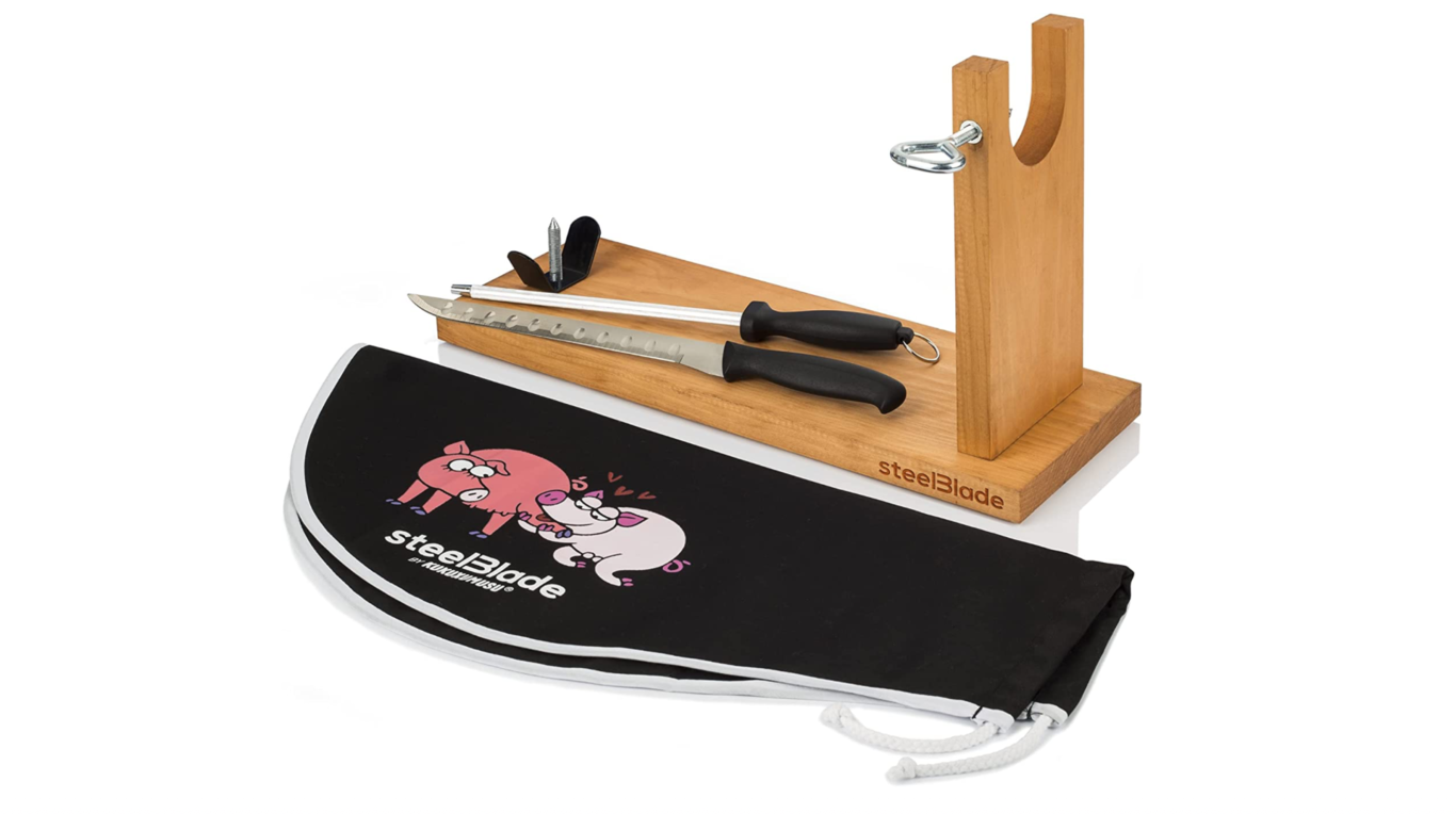 Kit Complet Support à Jambon Avec Couteau, Fusil, Couvre-Jambon Et Accessoires - Tranchage Professionnel Serrano Ibérique