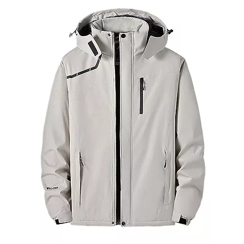 Caxndycing Chubasquero para hombre, impermeable, transpirable, ligero, con capucha, forro polar