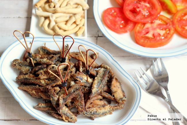 Boquerones fritos en adobo de mirin y vinagre de arroz, receta de picoteo