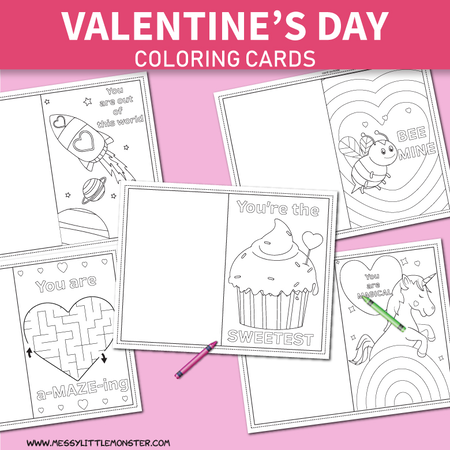 Printable Coloring Valentines Day Cards