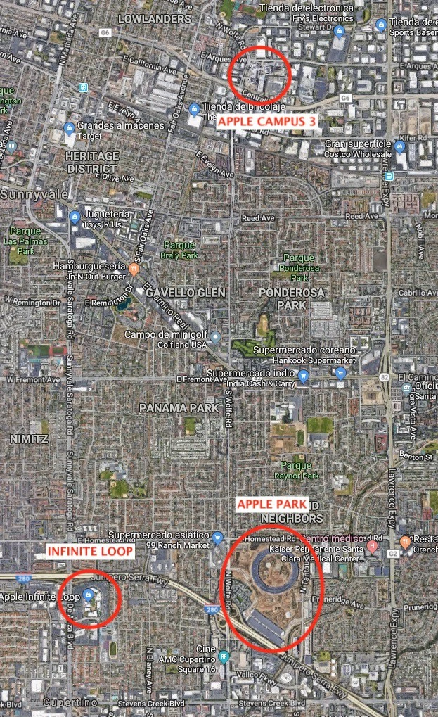 Mapa Campus Apple Oficinas Cupertino