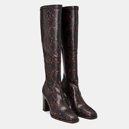 Botas Piel Tacon Animal Print
