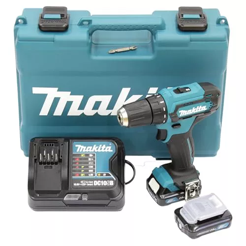 Taladro inalámbrico Makita DF333DSAE de 12 V como máximo/2,0 Ah, 2 baterías+cargador en funda de transporte, negro, azul