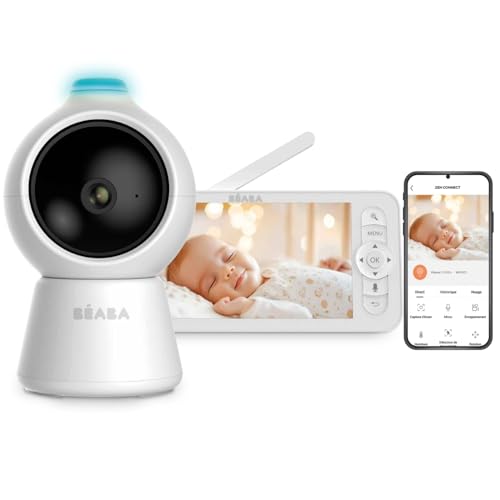 Béaba Zen Smart AI – Vigilabebés con Cámara De Video 3 En 1, Cámara 360° Full QHD 4MP, Pantalla HD 720p, App Móvil, IA Detección De Giro, Visión Nocturna, Luz Nocturna, Walkie Talkie, VOX, Blanco