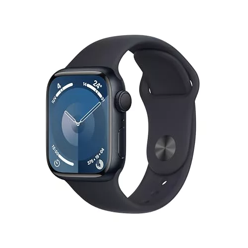 Apple Watch Series 9 (GPS、41 mm) - ミッドナイトアルミニウムケース - ミッドナイトスポーツバンド - サイズ S/M