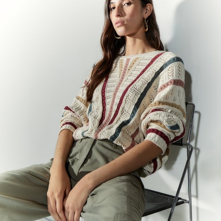 Tintoretto - Jersey de mujer rayas multicolor.