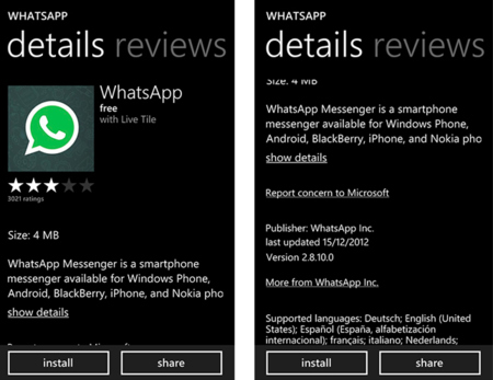 WhatsApp disponible para Windows Phone 8
