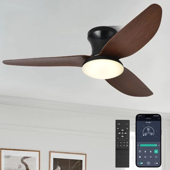 Ventilador Techo Luz 39" Inteligente: APP + Mando, 6 Velocidades Silencioso, Luz 3000K-6000K Dimmable, Reversible para Verano/Invierno
