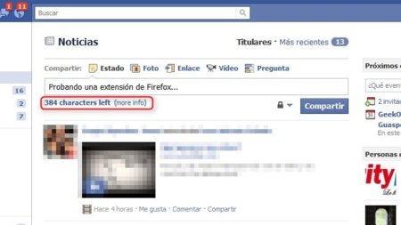 Añade un contador de caracteres a las actualizaciones de Facebook en Firefox