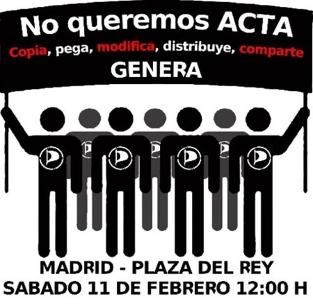 El Partido Pirata llama a manifestarse mañana contra el #ACTA y la Ley Sinde (Madrid, 12:00 h. Pza. del Rey)