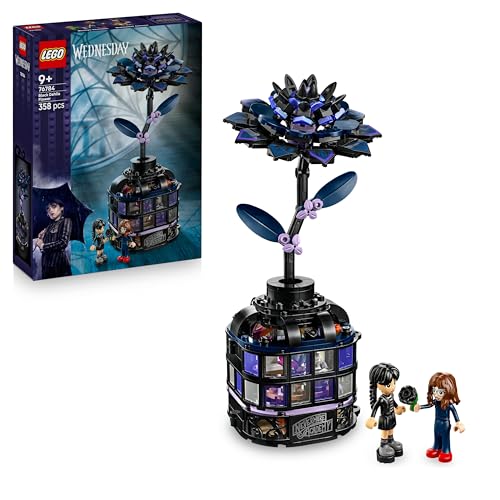 LEGO Miércoles Dalia Negra de Juguete - Maqueta de Flor Artificial con 2 Mini Muñecas y Accesorios - Decoración de Halloween - Regalo para Niñas y Niños Fans de la Serie de TV de 9+ Años 76784
