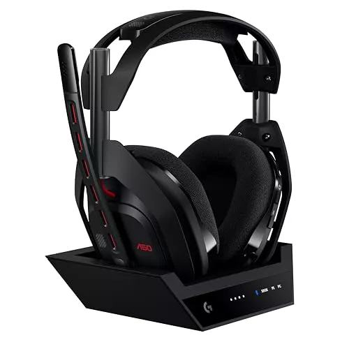 Logitech G Astro A50 LIGHTSPEED para gaming Auriculares inalámbricos + estación base (Gen 5), PRO-G GRAPHENE, cambio entre 3 sistemas, USB-C a Xbox, PS5, PC/Mac o Nintendo Switch, Bluetooth - Negro