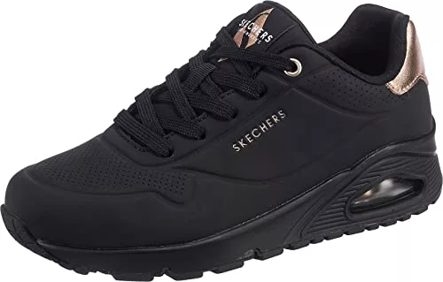 Skechers Mujer Uno Golden Air Trainers, Black Durabuck/Mesh Trim, 36 EU