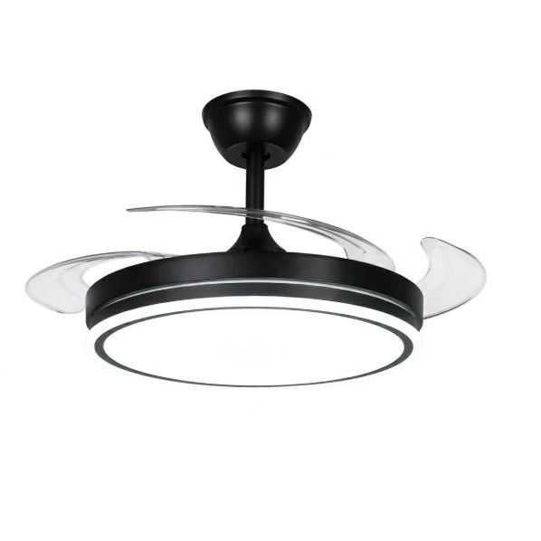 Ventilador de Techo con Luz LED 60W, Motor DC Silencioso Memoria Negro
