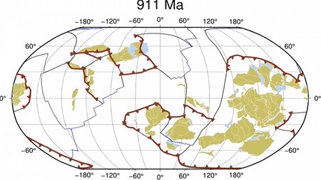 El movimiento ininterrumpido de las placas tectónicas de la Tierra durante los últimos 1.000 millones de años en 40 segundos