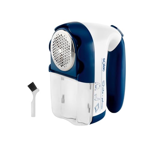 Solac H101 - Quitapelusas Eléctrico o Pilas, Cepillo Limpiador, Todas Las Telas, 3 Niveles Apurado, Cabezal de Corte Amplio, Depósito Extraíble, Fácil de Limpiar, Compacto, Ergonómico, Autonomía 1 h