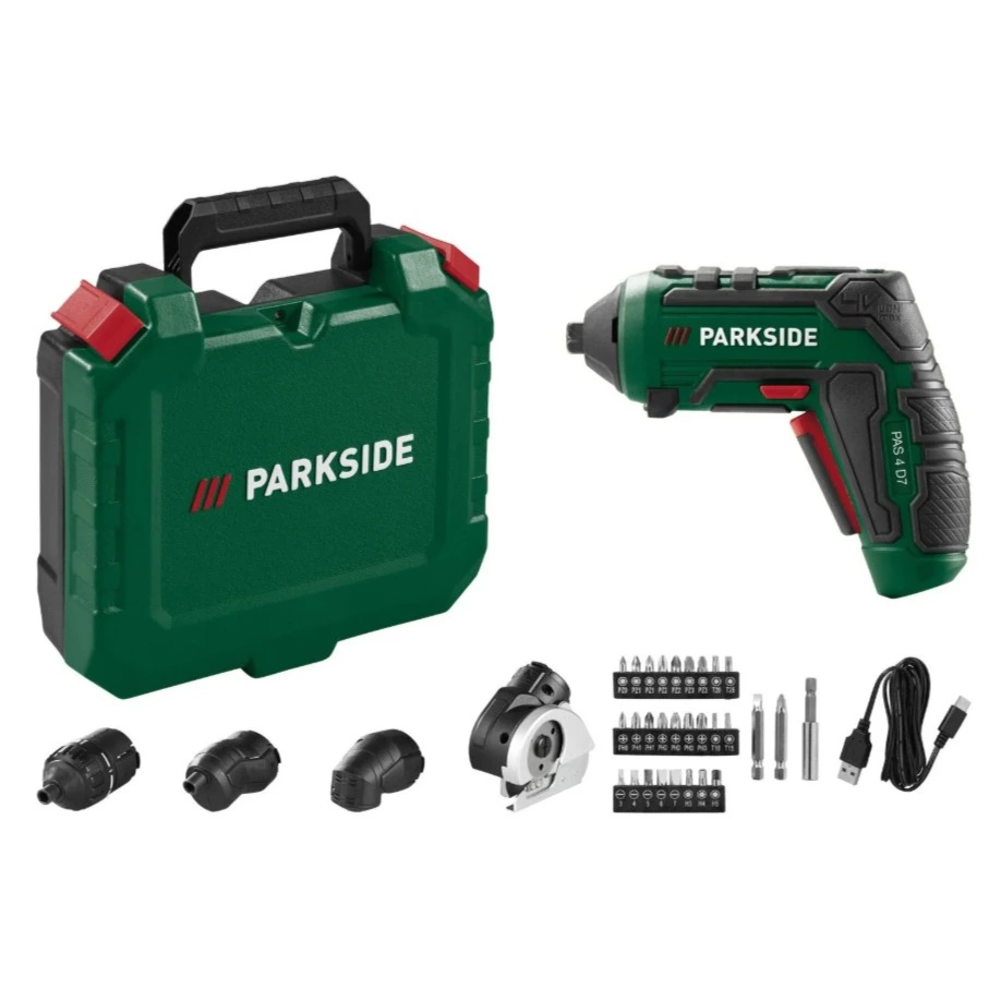 Destornillador inalámbrico con accesorios intercambiables 4V Parkside
