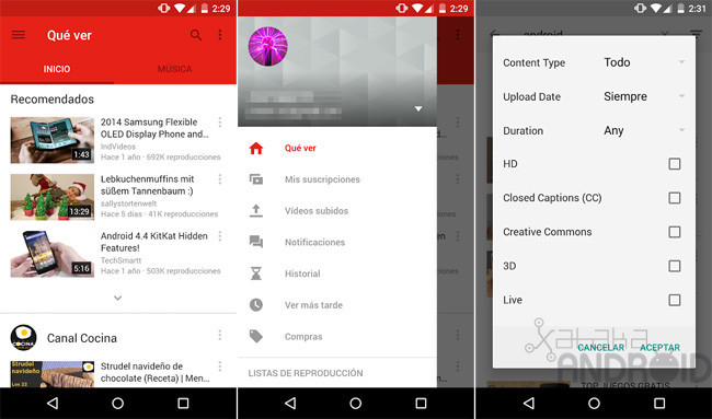 YouTube 6.0 para Android, ahora con nueva interfaz Material Design y ...