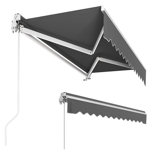 Toldo articulado Manual, 300 x 250 cm, Ajustable, protección UV, Resistente a la Lluvia, para Exteriores, Balcones, Antracita