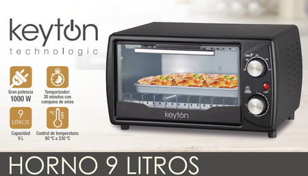 Por 19,99 euros podemos hacernos con este horno de 9 litros de capacidad de la marca Keyton. Envío gratis con eBay