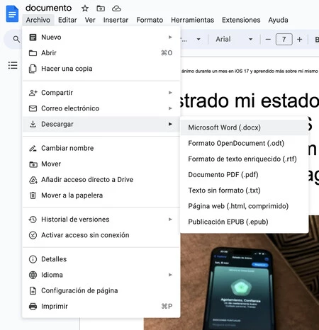 GoogleドキュメントをWordとしてダウンロード