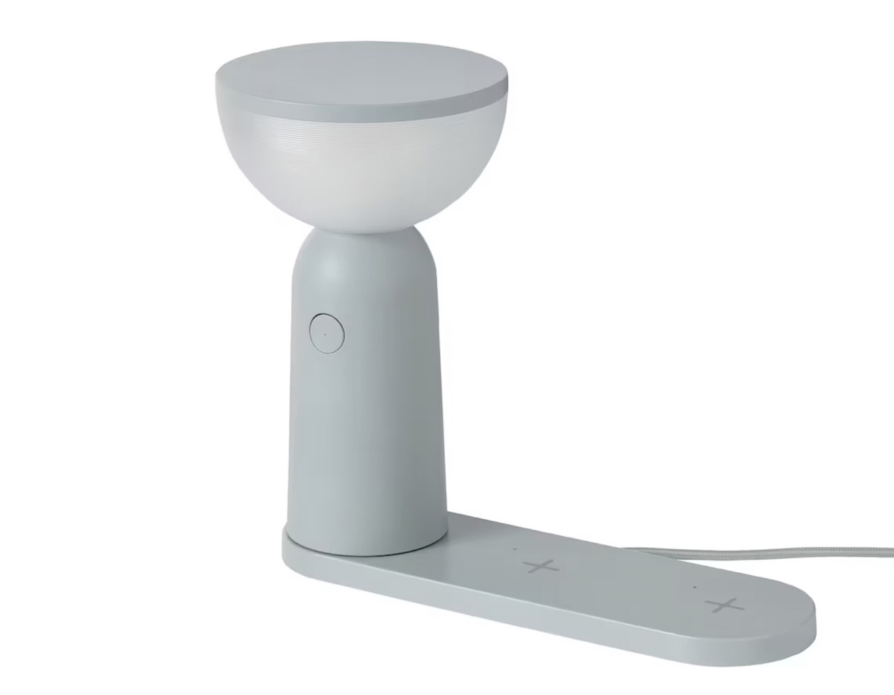 BETTORP Lámpara LED con cargador, regulación intensidad luminosa azul grisáceo claro