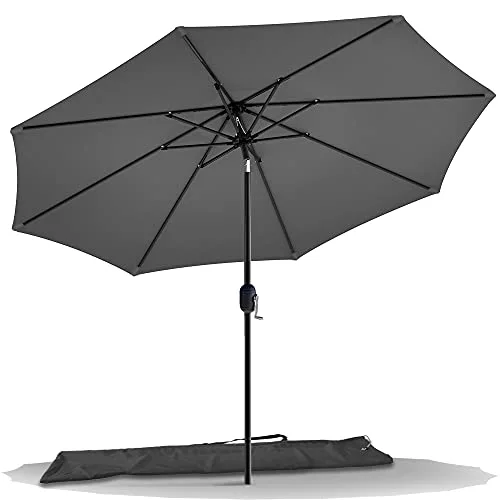 VOUNOT® 270 cm Sombrilla Grande, Inclinable con Manivela, Protección UV 