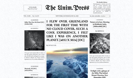 Unim.Press: lee Reddit como si fuese un periódico impreso