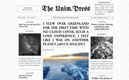 Unim.Press: lee Reddit como si fuese un periódico impreso