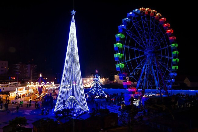 Pueblo Navidad Encendido Luces Bonitas