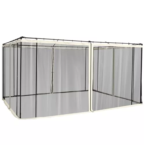 Outsunny 4 Paneles Laterales 3,4x2 cm para Carpa de Jardín Tela Mosquitera para Cenador Gazebo con Cremalleras y Anillas Negro