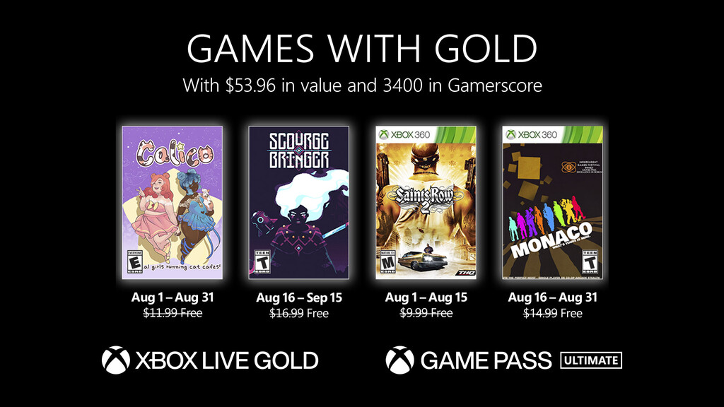 Games With Gold: confirmados los cuatro juegos para descargar gratis con Xbox Live Gold en agosto de 2022 Games With Gold: confirmados los cuatro juegos para descargar gratis con Xbox Live Gold en agosto de 2022