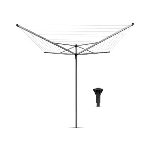 Brabantia - Tendedero Rotary Topspinner - con Soporte de hormigón - Sistema Tipo Paraguas - Cuerdas resisitentes a los Rayos UV - Antideslizantes - Gira con Facilidad - Metallic Gris - 40m
