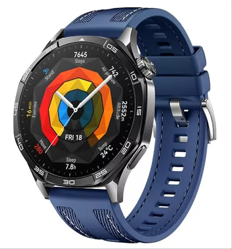 GIOPUEY Correas Compatible con Huawei Watch GT 5/5 Pro 46mm, Suave Silicona La Correa [Resistente al Desgaste] [Transpirable] Pulsera - Dark Blue