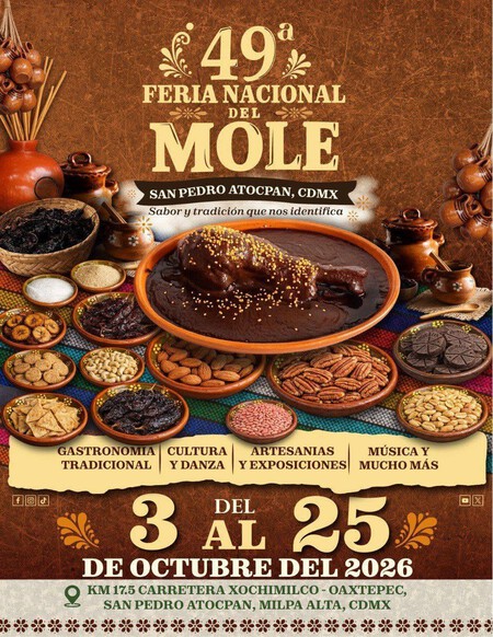 Lánzate a la Feria del Mole 2026 a un pueblito al sur de CDMX, que es famoso por su mole tradicional: con artesanías, danza y cultura