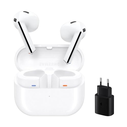 Samsung Galaxy Buds3 + Cargador - Auriculares Inalámbricos, Cancelación de Ruido, Bluetooth, Audio 360, Blanco (Versión Española)