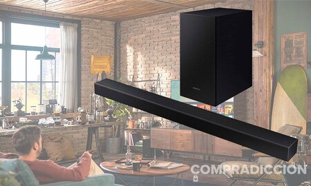 Si buscas barra de sonido económica la Samsung HW-T450 te ofrece 200 W y subwoofer inalámbrico por sólo 124 euros en MediaMarkt