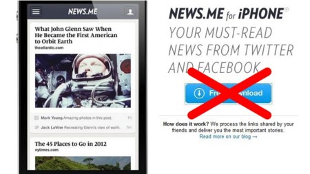 Otra víctima de la API de Twitter: la aplicación móvil de News.me se retira de la App Store