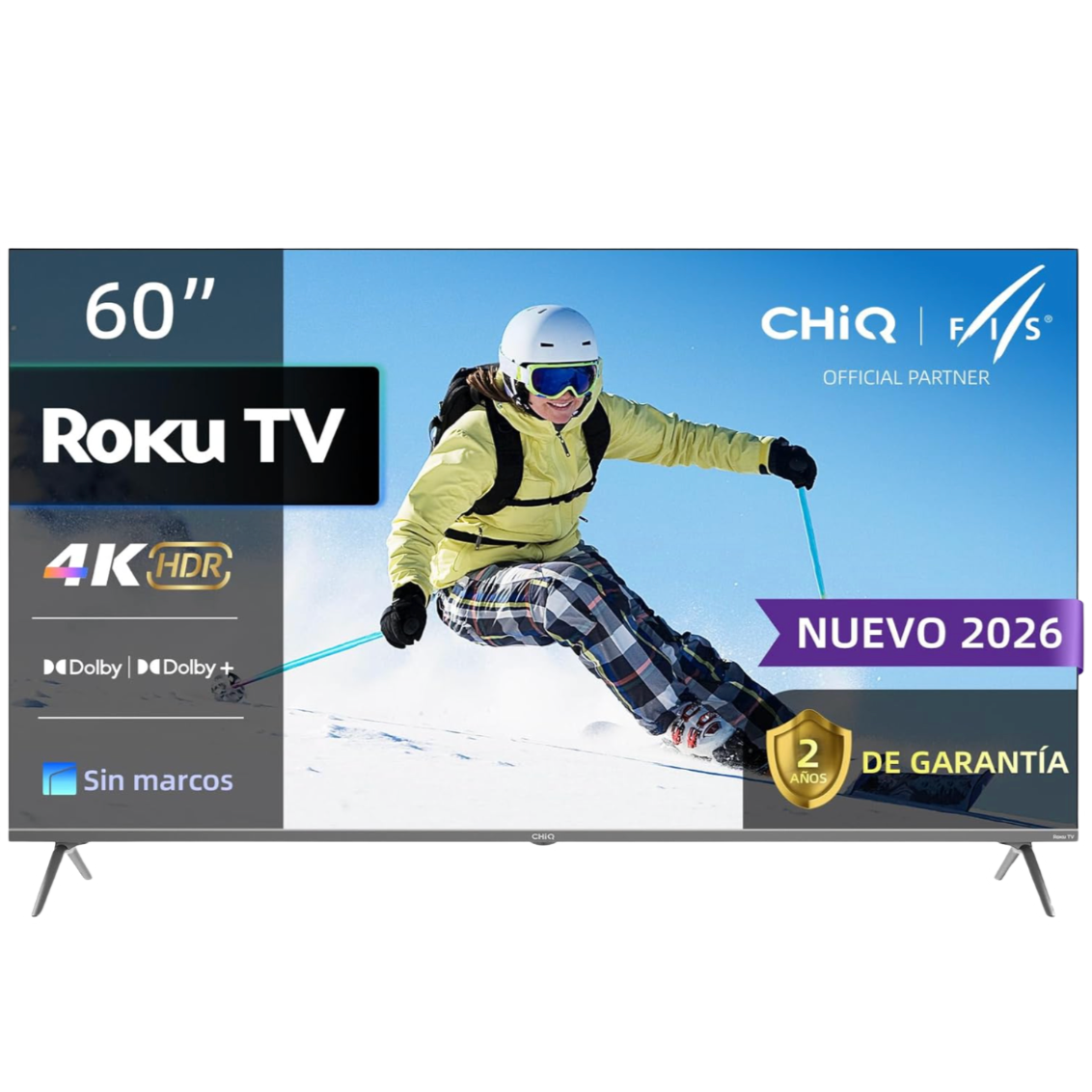 Smart TV 4K ChiQ de 60 pulgadas coin Roku TV