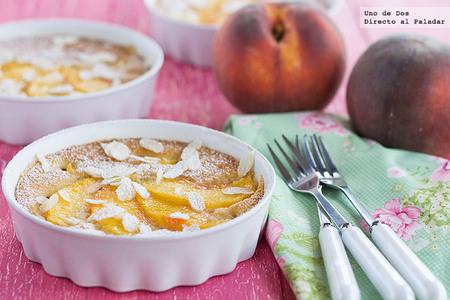 Clafoutís de melocotón. Receta
