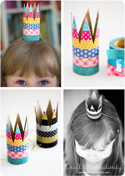 DIY fácil y bonito: una corona para tu peque con un rollo de papel y washi tape
