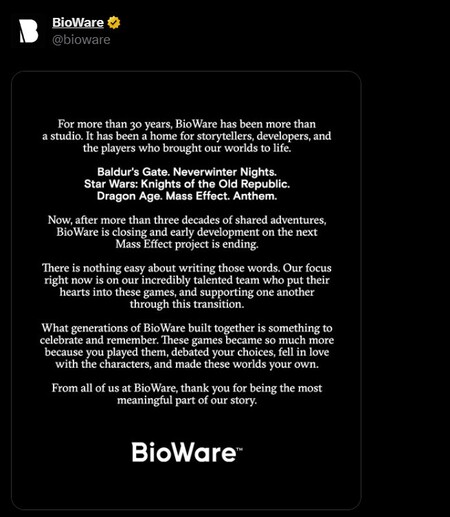 Cierre Bioware