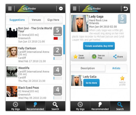 Gig Finder, descubre conciertos en tu localización