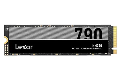 Lexar NM790 SSD Interno 1TB, M.2 2280 PCIe Gen4x4 NVMe SSD, Hasta 7400 MB/s de Lectura, 6500 MB/s de Escritura, Unidad de Estado Sólido para PS5, PC, computadora portátil (LNM790X001T-RNNNG)