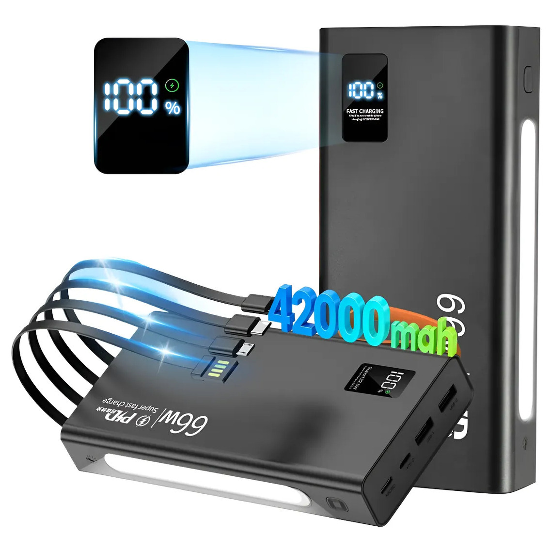 Power Bank 42000mah Batería Portátil Pila 66w Carga Rápida