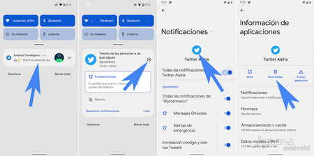 Desinstalar de la notificación