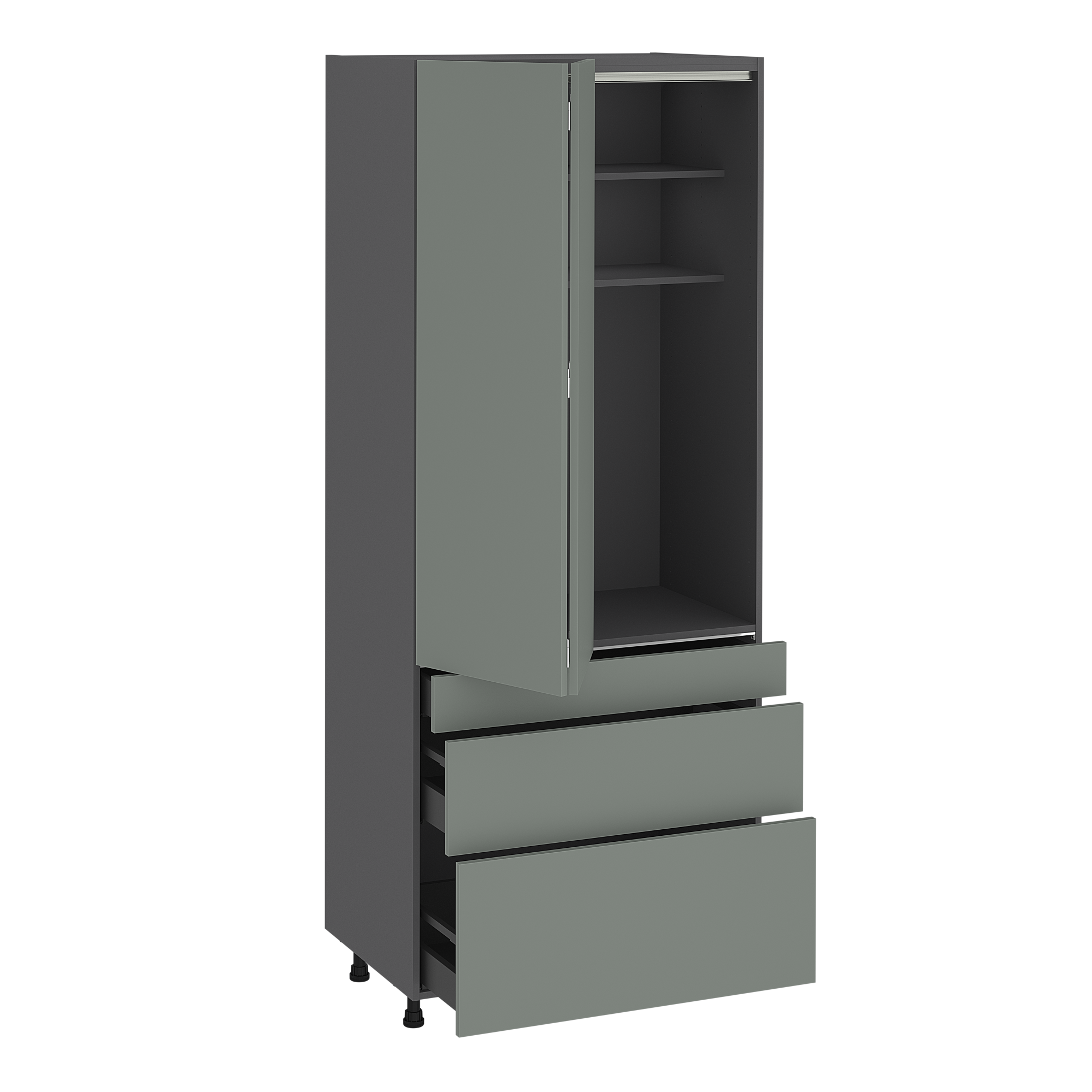 Mueble desayunador de cocina 2 Pta Izq + 3 Caj Mod Viena verde mt H225.6 x L90
