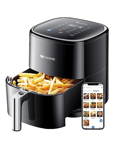 proscenic T22 Freidora de Aire Caliente sin Aceite, 5L, Con 13 Programas, Reducción de 20% Ruido, Compatible con APP, Recetas Online, Sin PFOA, Pantalla LED Táctil, Cesta Antiadherente, 1500W